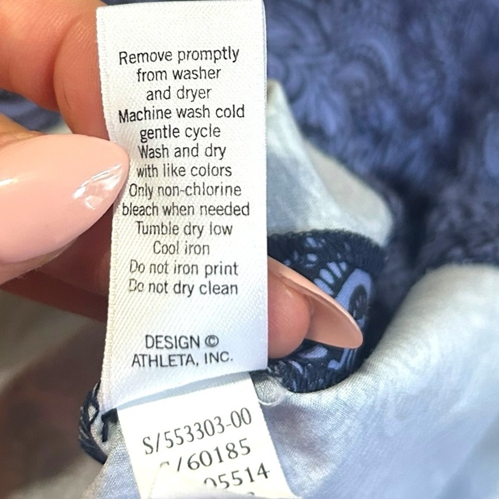 ATHLETA Nearly "Knotical" Nautical Paisley Dress 2 Navy Blue NWOT - Picture 10 of 10